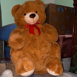 Brown Teddy Bear with Red Bow